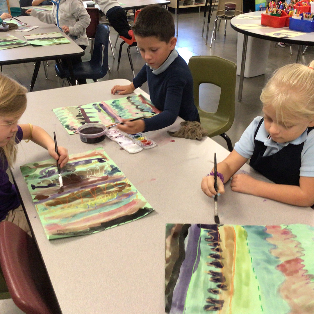 Kids working on art